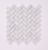 Carrara White Herringbone 1X2 Mosaic HONED HTC 1 piece